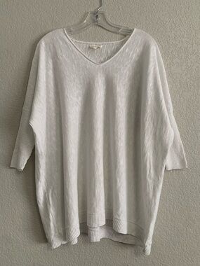 Eileen Fisher Sweater Womens L Linen Oversized Lightweight Semi Sheer Lagenlook